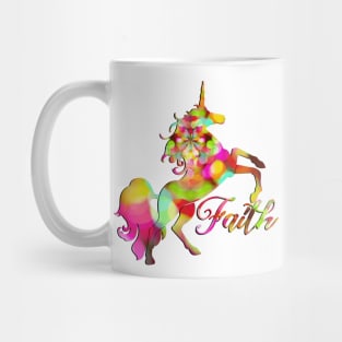 Rearing Unicorn Faith - Bokeh Dots Colored Mug